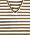 Gestreiftes Damen-T-Shirt mit V-Ausschnitt aus Original-Rippstrick braun SHITAKE/weiss MARSHMALLOW