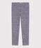 Kinder-Leggings aus einfarbiger Wolle und Baumwolle mit Streifen blau SOIR/ MARSHMALLOW