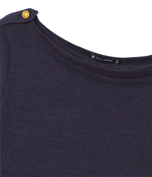 Damen-T-Shirt aus Leinen blau