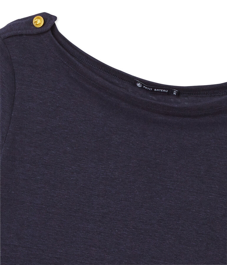 Damen-T-Shirt aus Leinen blau SMOKING