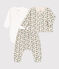 Dreiteiliges Baby-Set aus geblümter Baumwolle weiss AVALANCHE/ MULTICO