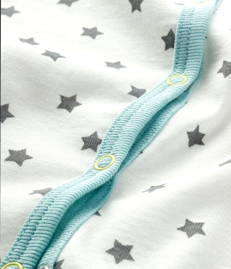 Baby-Strampler aus Rippstrick f&uuml;r Jungen weiss/grau