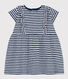 Kurzärmeliges Babykleid aus gestreiftem geflammtem Jersey