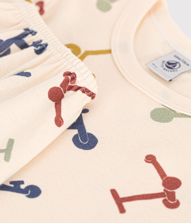 Kurzer Kinderpyjama aus Baumwolle mit Roller-Printmotiv naturfarben/vielfarbig