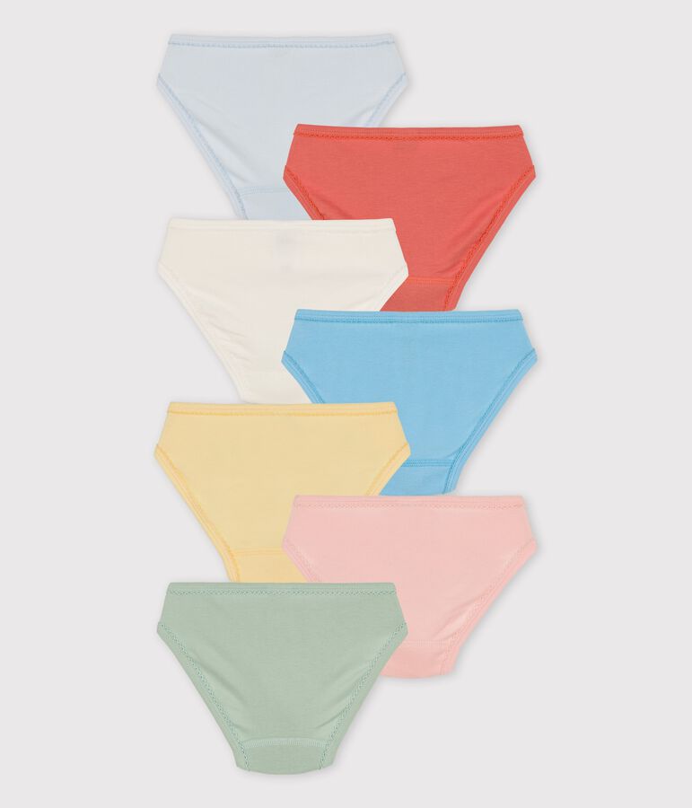 7er-Set einfarbige Slips aus Bio-Baumwolle f&uuml;r M&auml;dchen vielfarbig
