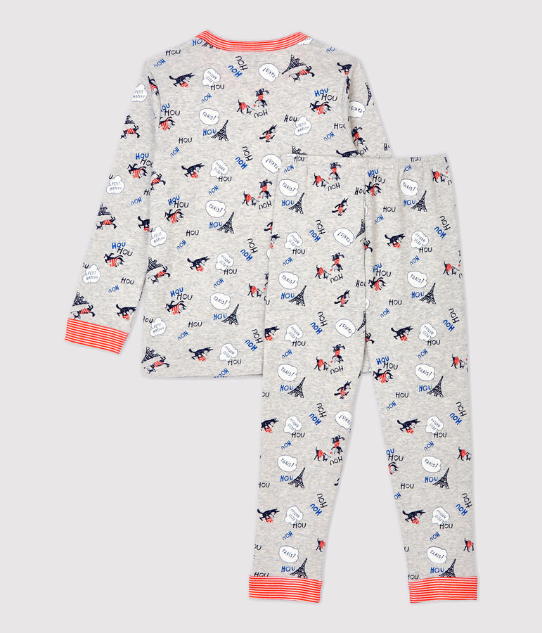 Kinderpyjama aus Bio-Baumwolle mit Paris-Print f&uuml;r Jungen grau/vielfarbig