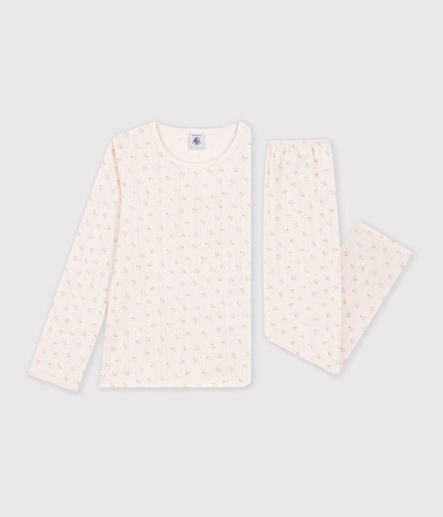 Pyjama femme en coton ajour&eacute; beige/rosa/vielfarbig