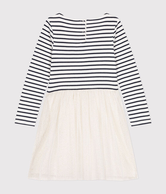 Kinder Kleid aus Doppeljersey und Tüll für Mädchen weiss MARSHMALLOW/weiss MULTICO