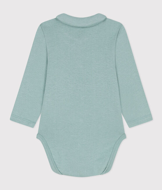 Langärmeliger Baby-Body aus Baumwolle mit Kragen grün PAUL
