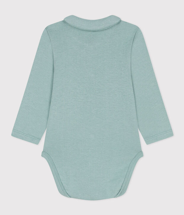 Lang&auml;rmeliger Baby-Body aus Baumwolle mit Kragen gr&uuml;n