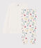 Pyjama aus zwei verschiedenen Stoffen mit Blumenmuster für Mädchen/Damen weiss MARSHMALLOW/weiss MULTICO