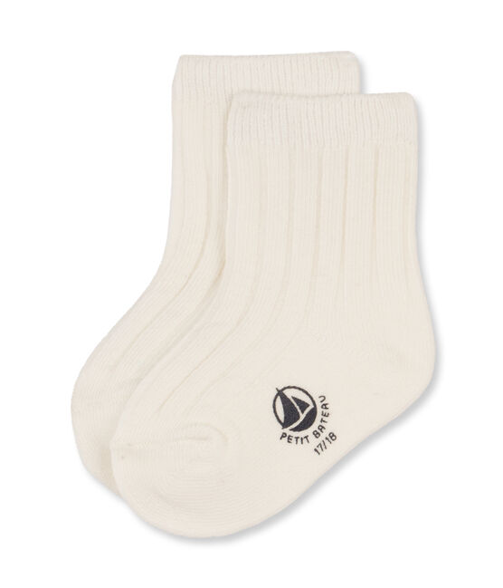 Gerippte baby-strümpfe unisex beige Coquille