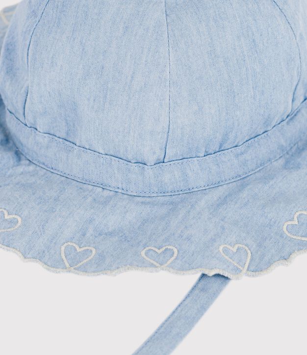 Breitkrempiger Baby-Sonnenhut aus Chambray f&uuml;r M&auml;dchen blau