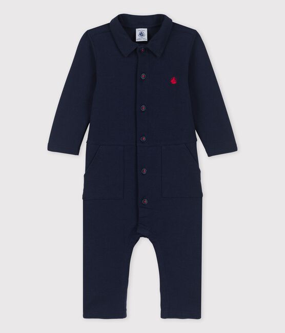 Langer Baby-Overall aus dickem Bio-Jersey blau SMOKING