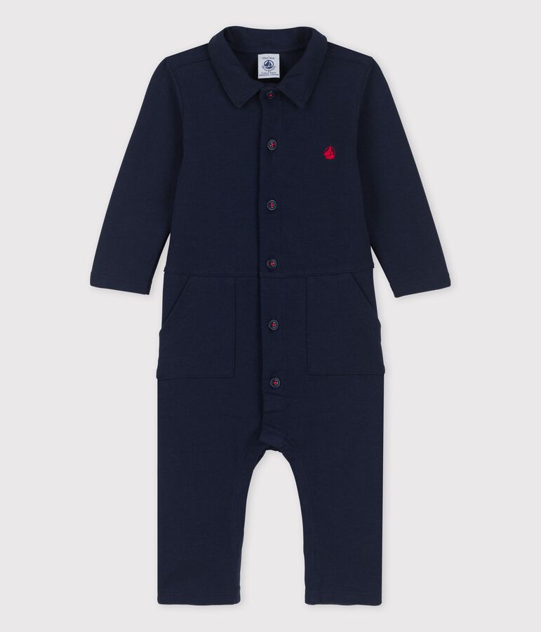 Langer Baby-Overall aus dickem Bio-Jersey blau