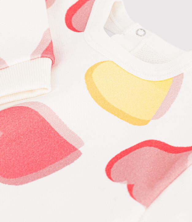 Baby-Sweatshirt aus Baumwolle mit Hertmotiv weiss/vielfarbig