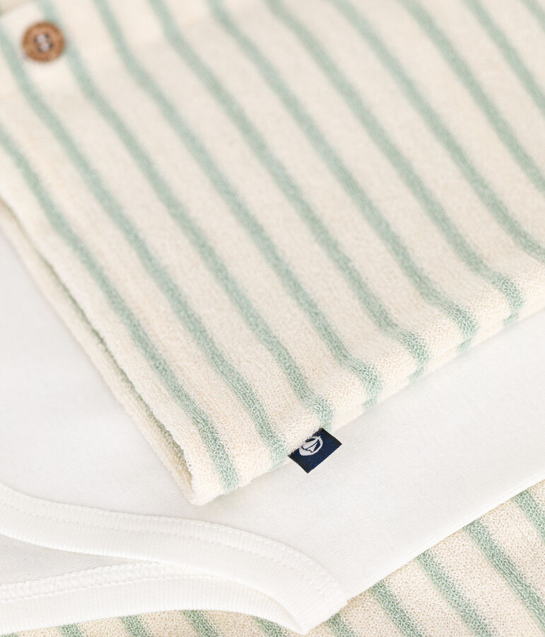 3er-Set aus Frottee Baby naturfarben/gr&uuml;n