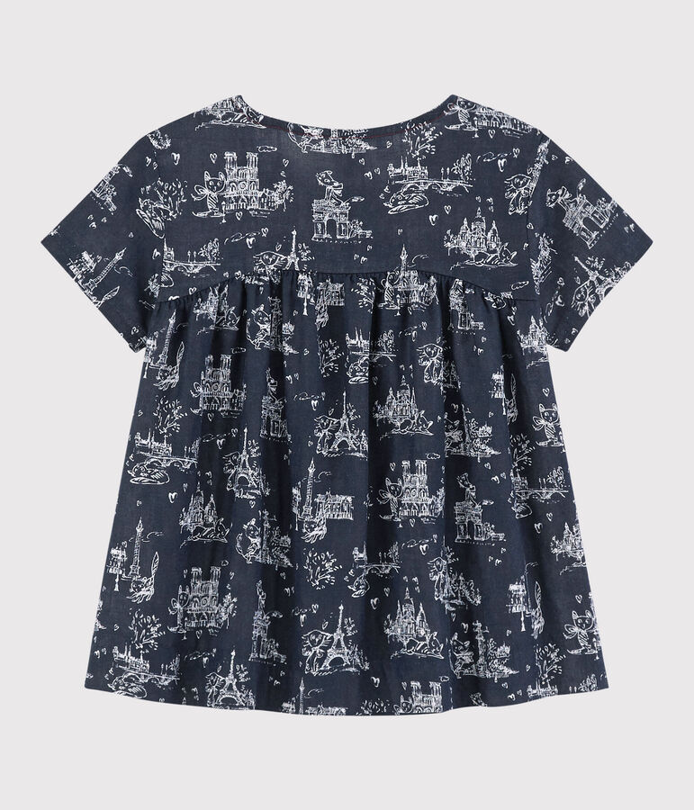 Kurz&auml;rmeliges Kinder-Kleid aus Doppeljersey f&uuml;r M&auml;dchen blau/weiss