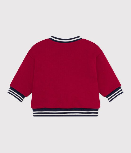 Baby College-Jacke aus einfarbiger Baumwolle und Sherpa AMARANTE
