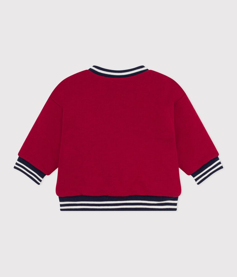 Baby College-Jacke aus einfarbiger Baumwolle und Sherpa rot