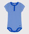 Kurzärmeliger Baby-Body aus Baumwolle mit Ringelstreifen blau PERSE/weiss MARSHMALLOW