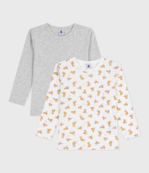 Set lang&auml;rmeliger Kinder T-Shirts aus Baumwolle mit Leoparden-Motiv vielfarbig