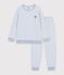 Kinder-Pyjama aus Baumwoll-Frottee mit Streifen blau/naturfarben