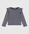 Langärmeliges Kinder-T-Shirt aus Baumwolle mit Streifen blau SMOKING/weiss MARSHMALLOW