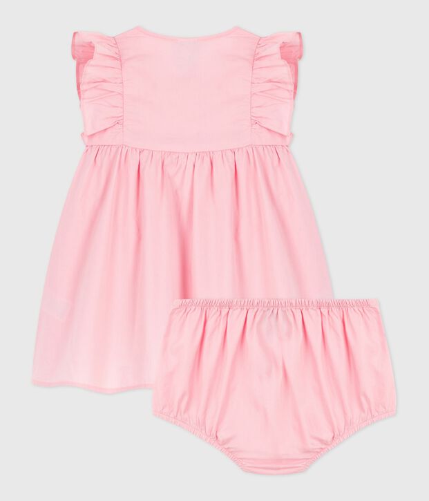 Schlichtes Babykleid und Pumphose aus Baumwolle rosa