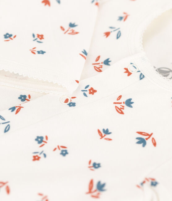 Geblümter Baby-Bodyjama aus Doppeljersey weiss MARSHMALLOW/weiss MULTICO