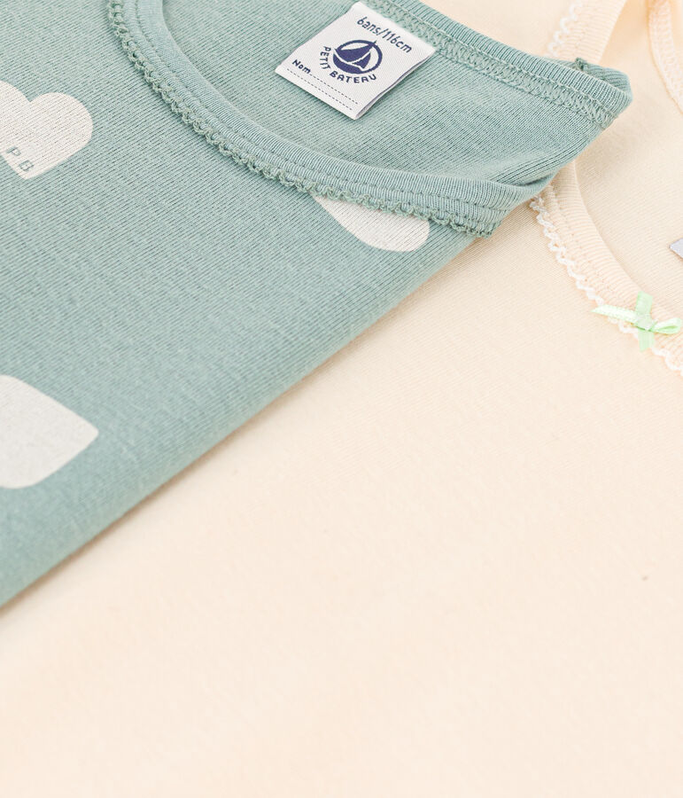 2er-Set lang&auml;rmelige T-Shirts aus Baumwolle mit Herzmotiv f&uuml;r M&auml;dchen vielfarbig