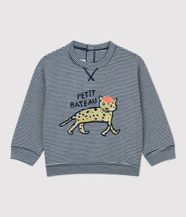Baby-T-Shirt aus Baumwolle blau/weiss