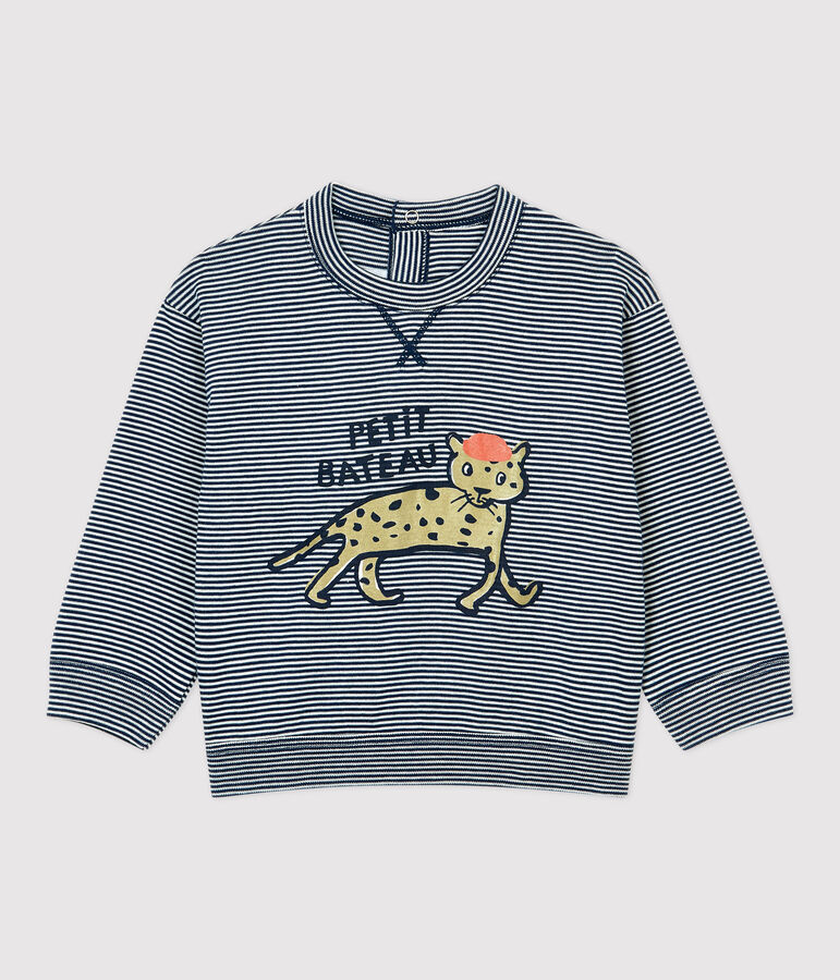 Baby-T-Shirt aus Baumwolle blau/weiss