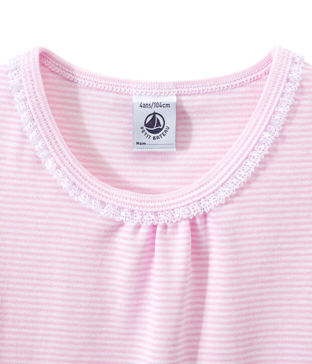 M&auml;dchen-Nachthemd mit Milleraies-Ringelmuster rosa/weiss
