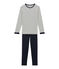 Samt-Pyjama für Jungen blau SMOKING/beige COQUILLE
