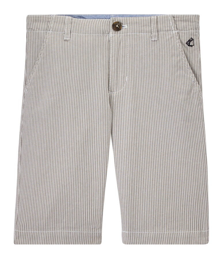 Gestreifte Jungen-Bermudashorts grau/weiss