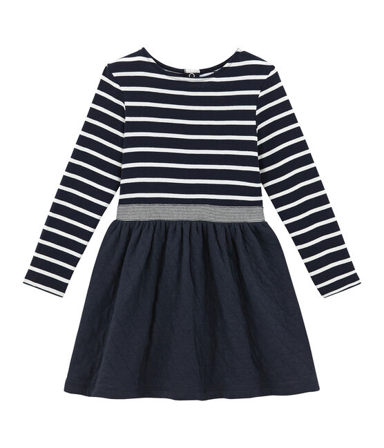 Gestreiftes Madchen Kleid Im Materialmix Petit Bateau