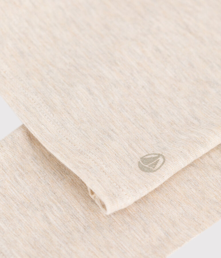 Lang&auml;rmeliges Damen-T-Shirt Le Droit mit weitem Ausschnitt aus geflammten Jersey beige