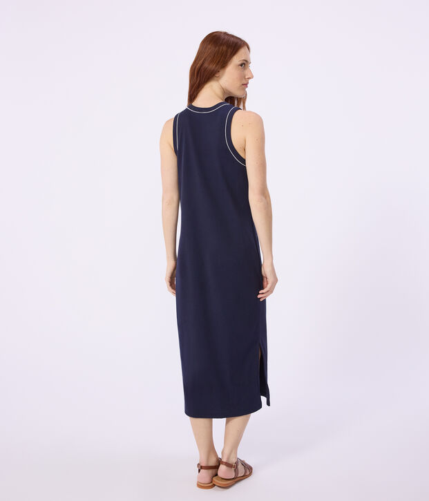Langes Damen Tanktop-Kleid aus Baumwolle blau