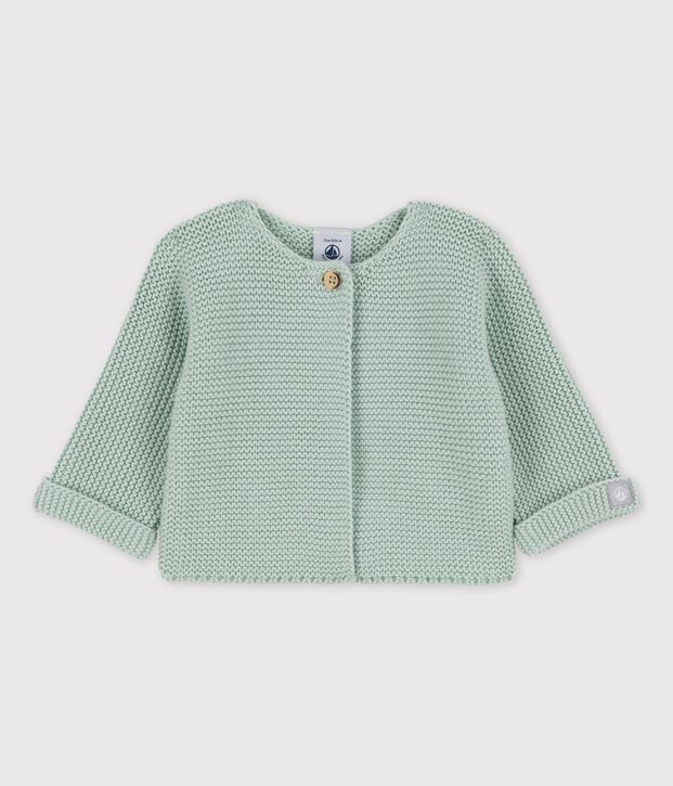 Baby-Cardigan aus Bio-Baumwollstrick gr&uuml;n