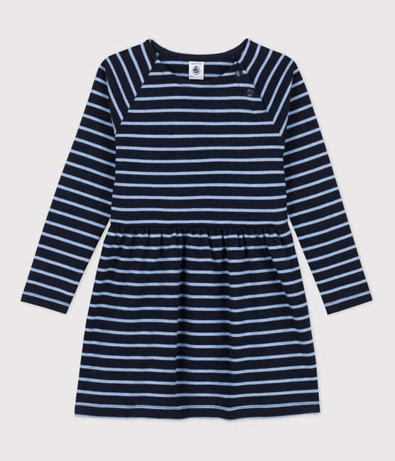 Warmes Kinderkleid aus Baumwolle für Mädchen blau SMOKING/ SKY CHINE