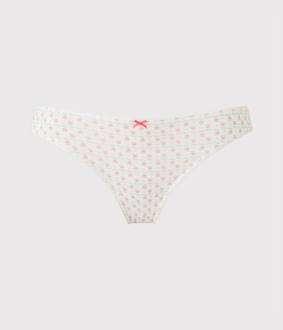 Bedruckter Mädchen-Slip aus Stretch-Jersey weiss LAIT/weiss MULTICO