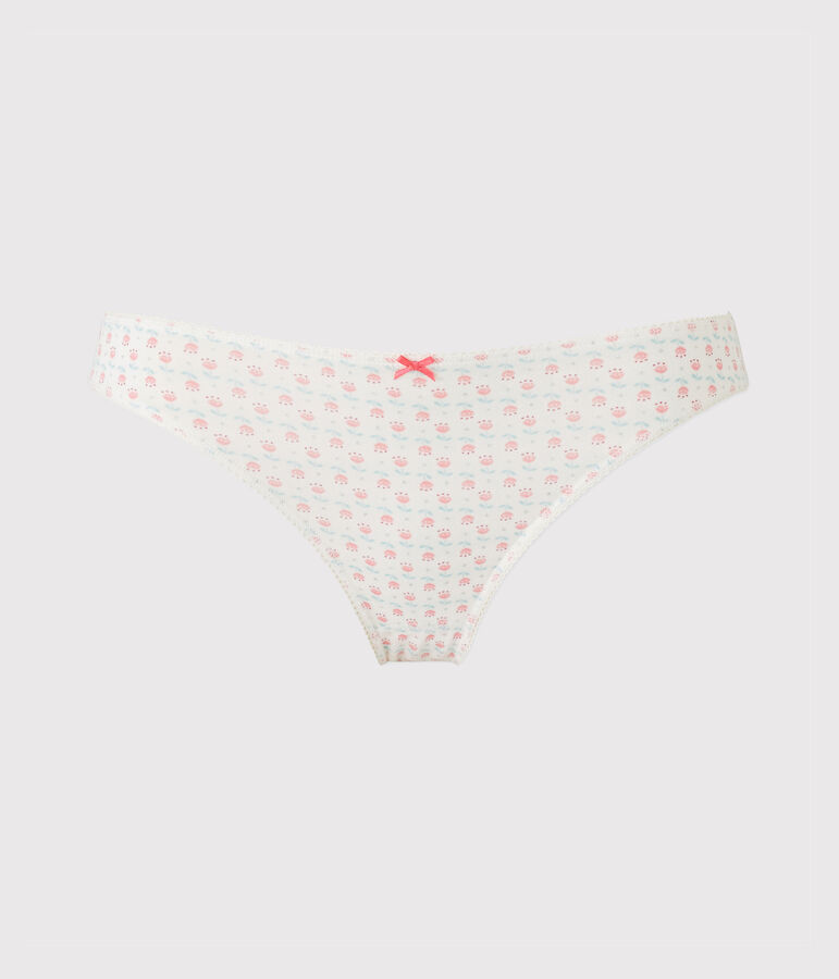 Bedruckter M&auml;dchen-Slip aus Stretch-Jersey weiss LAIT/weiss MULTICO