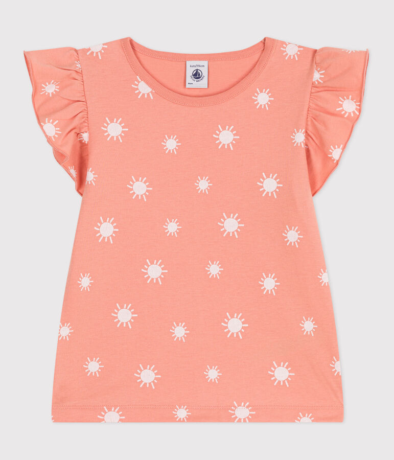 Kurz&auml;rmeliges Kinder-T-Shirt aus bedruckter Baumwolle orange/weiss