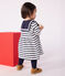 Lang&auml;rmeliges Baby-Kleid aus festem Baumwollstoff mit Matrosenstreifen weiss/blau