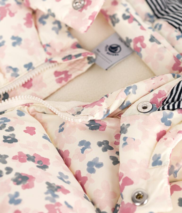 Baby-Daunenjacke mit Blumendruck und abnehmbarer Kapuze naturfarben/vielfarbig