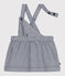 Baby-Latzhosenkleid aus gestreifter Baumwolle blau MEDIEVAL/weiss MARSHMALLOW