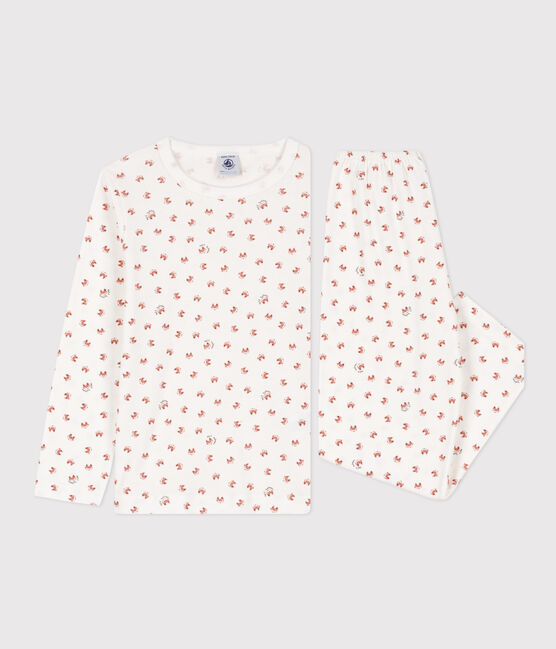 Kinderpyjama aus Baumwolle mit Fuchsmotiv weiss MARSHMALLOW/weiss MULTICO