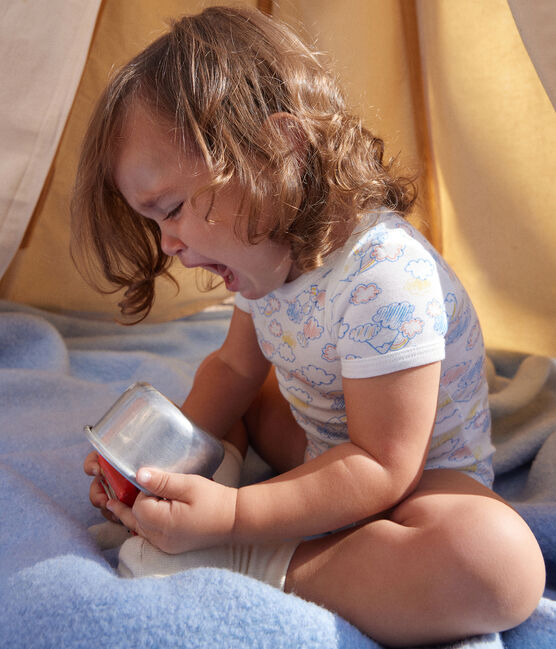 Kurzärmelige Baby-Bodys aus Baumwolle mit Regenbogen-Motiv im 3er-Set variante 1