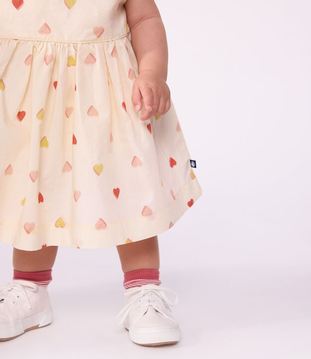 Kurz&auml;rmeliges Babykleid aus Baumwolle mit Herzmotiv naturfarben/vielfarbig
